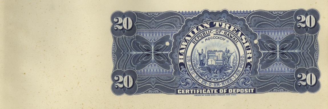 Back of Hawaii p13p: 20 Dollars from 1895
