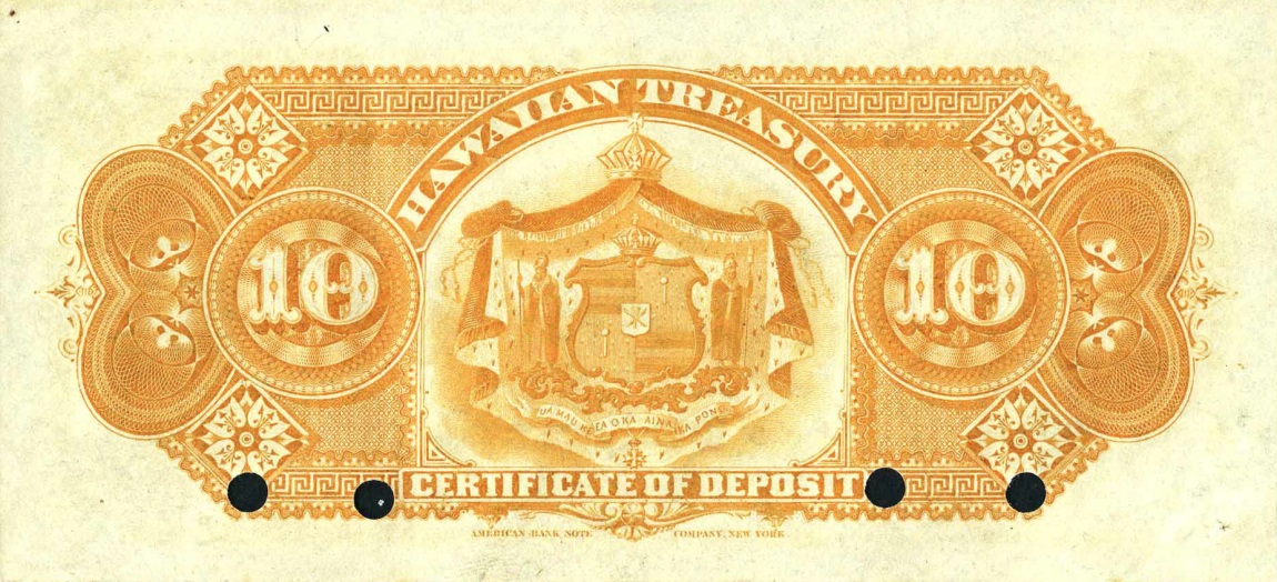 Back of Hawaii p1b: 10 Dollars from 1880