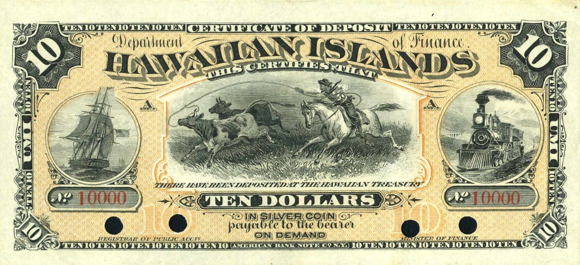 Front of Hawaii p1b: 10 Dollars from 1880