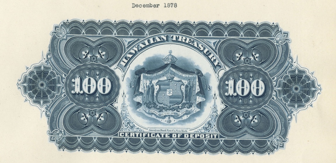 Back of Hawaii p4p: 100 Dollars from 1879