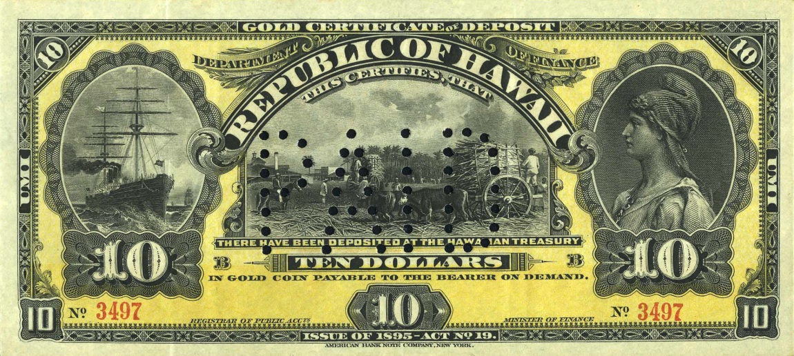 Front of Hawaii p7b: 10 Dollars from 1895
