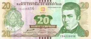 p100c from Honduras: 20 Lempiras from 2016
