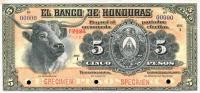 p22s from Honduras: 5 Pesos from 1889