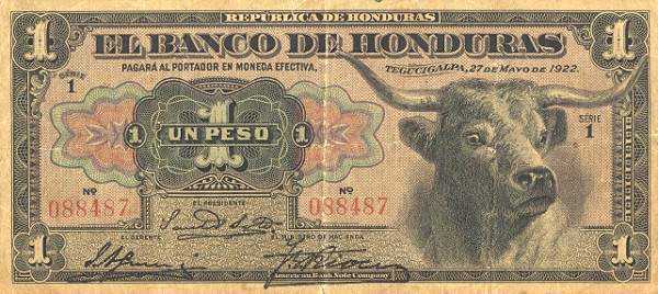 Front of Honduras p29a: 1 Peso from 1922