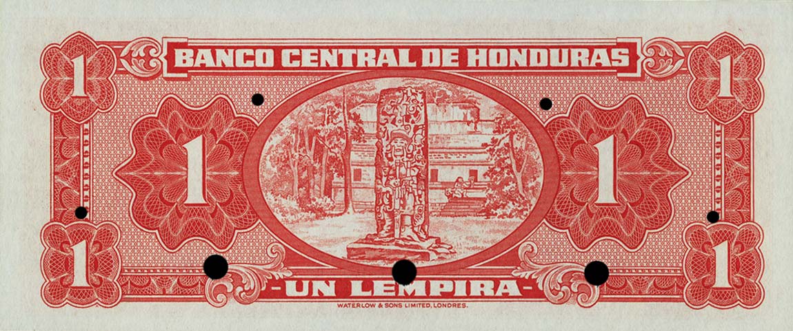 Back of Honduras p45s: 1 Lempira from 1951