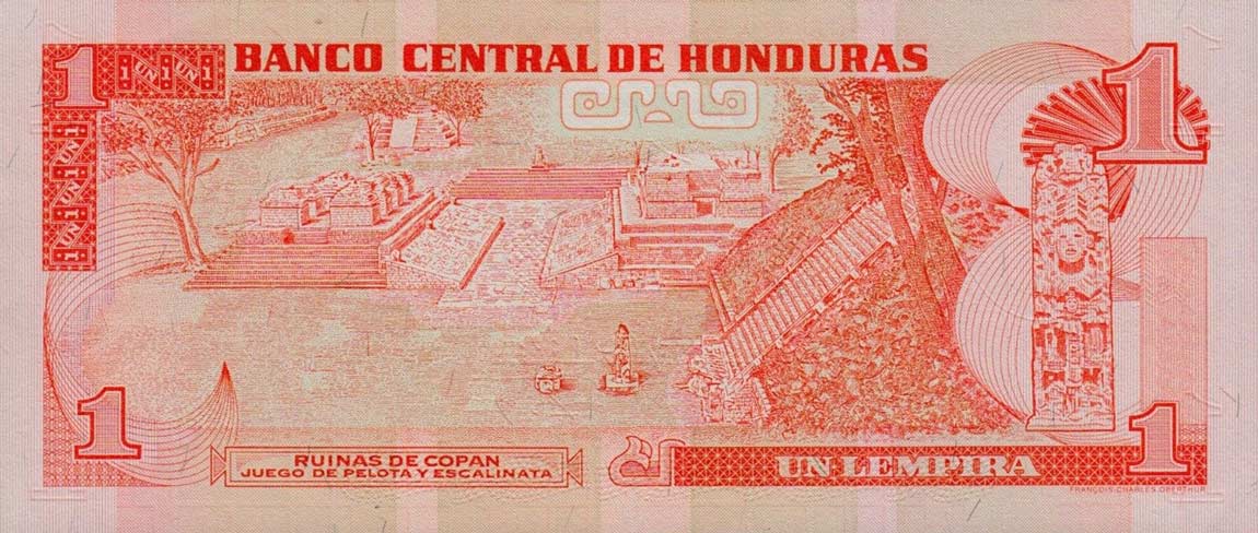 Back of Honduras p79A: 1 Lempira from 1997