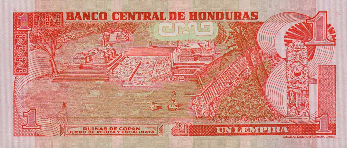 Back of Honduras p84d: 1 Lempira from 2004