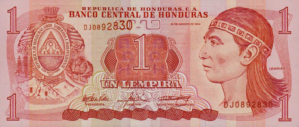 Front of Honduras p84d: 1 Lempira from 2004