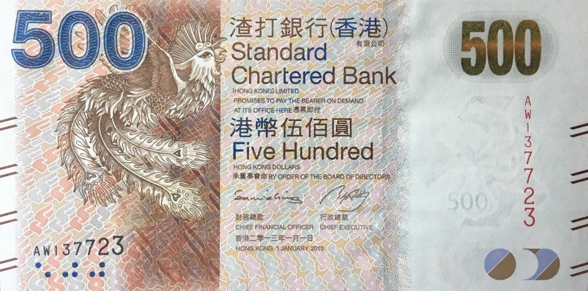 Front of Hong Kong p300c: 500 Dollars from 2013