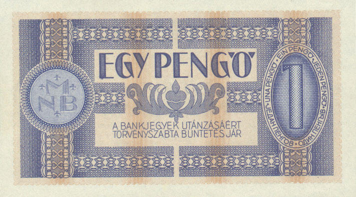 Back of Hungary p102: 1 Pengo from 1938