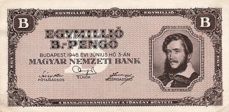 Front of Hungary p134a: 1000000 BPengo from 1946