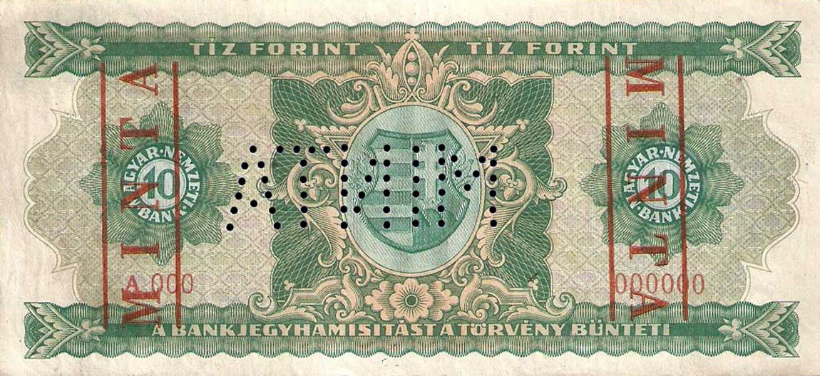 Back of Hungary p159s: 10 Forint from 1946