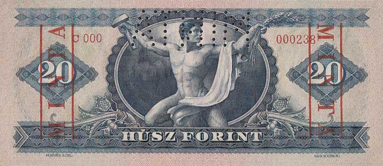 Back of Hungary p162s: 20 Forint from 1947