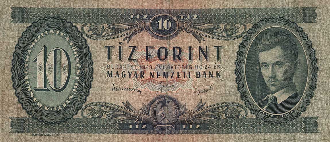 Front of Hungary p164a: 10 Forint from 1949