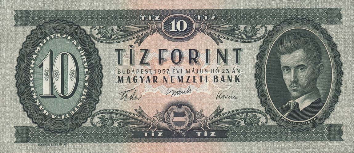 Front of Hungary p168a: 10 Forint from 1957