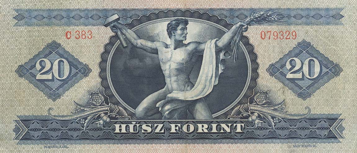 Back of Hungary p169e: 20 Forint from 1969