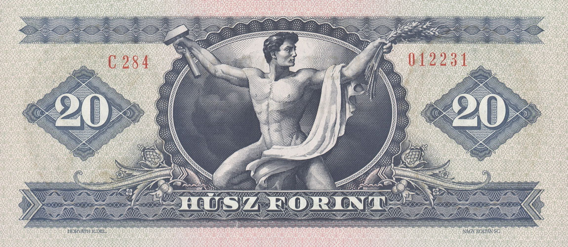 Back of Hungary p169f: 20 Forint from 1975