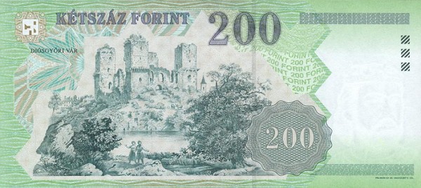 Back of Hungary p178a: 200 Forint from 1998