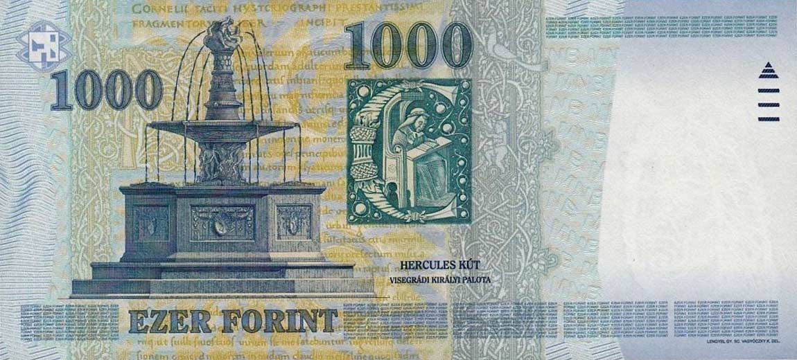 Back of Hungary p180b: 1000 Forint from 1999