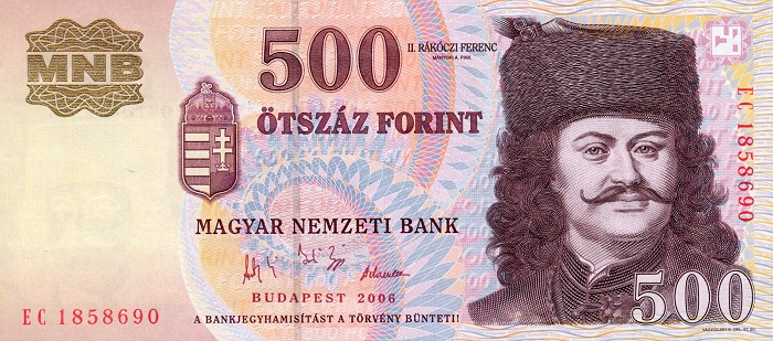 Front of Hungary p194: 500 Forint from 2006