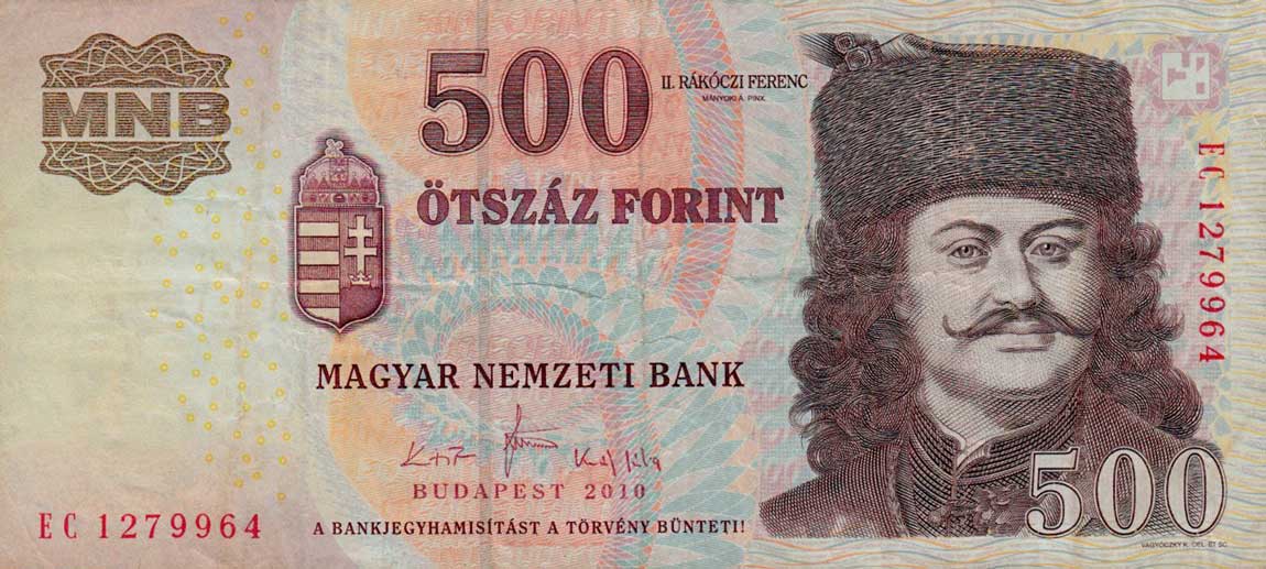 Front of Hungary p196d: 500 Forint from 2011