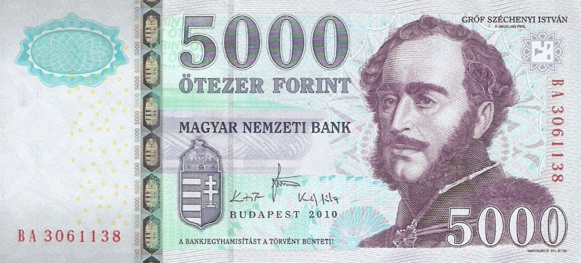 Front of Hungary p199b: 5000 Forint from 2010