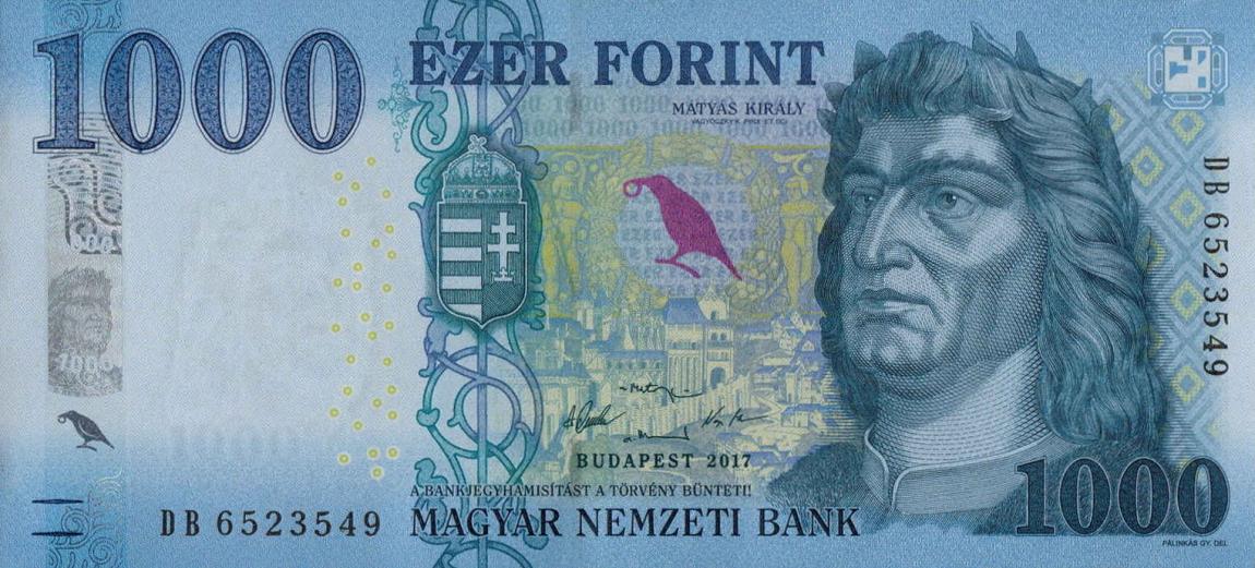 Front of Hungary p203a: 1000 Forint from 2017