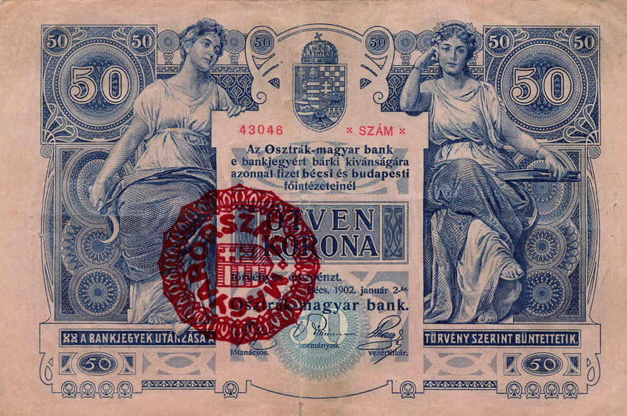 Front of Hungary p24: 50 Korona from 1920