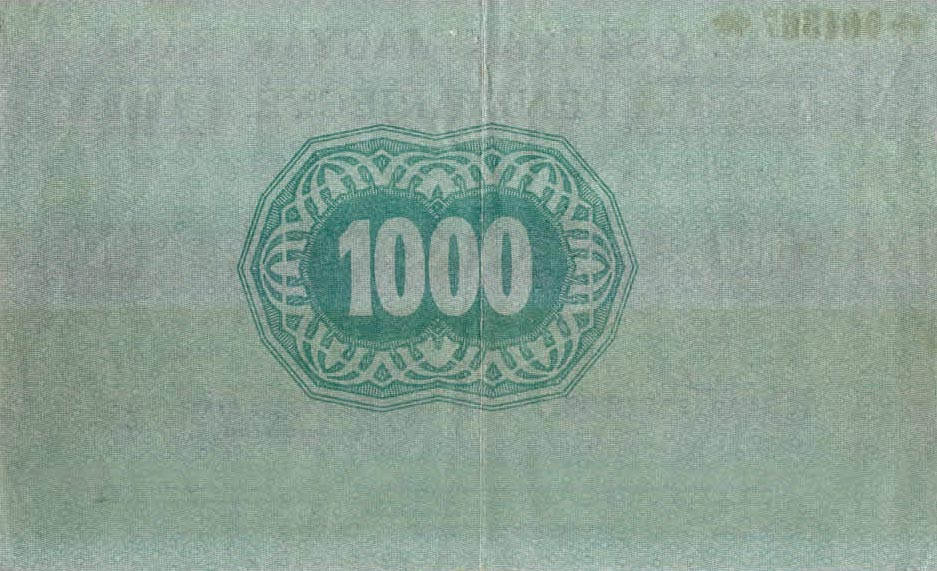 Back of Hungary p4: 1000 Korona from 1918