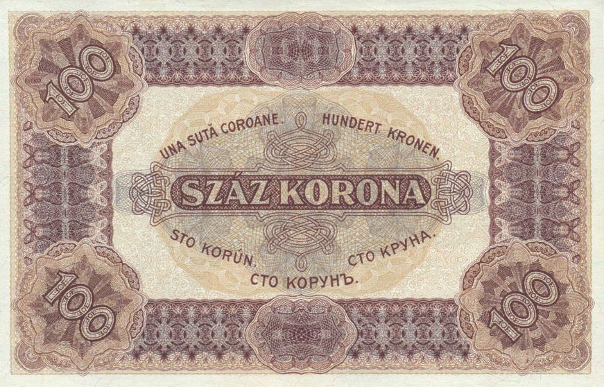 Back of Hungary p63a: 100 Korona from 1920