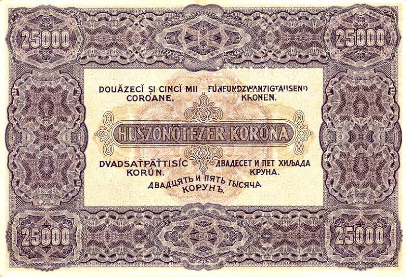 Back of Hungary p69s: 25000 Korona from 1922