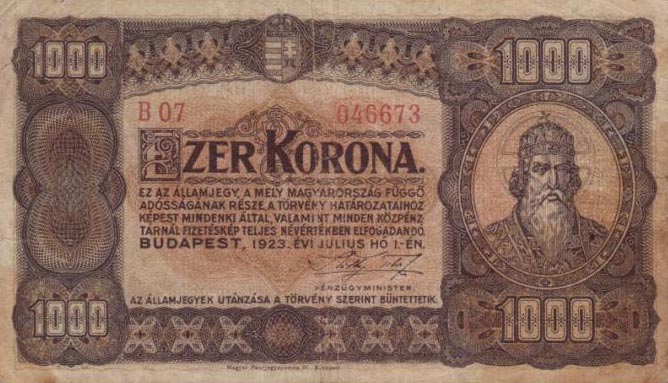 Front of Hungary p75a: 1000 Korona from 1923