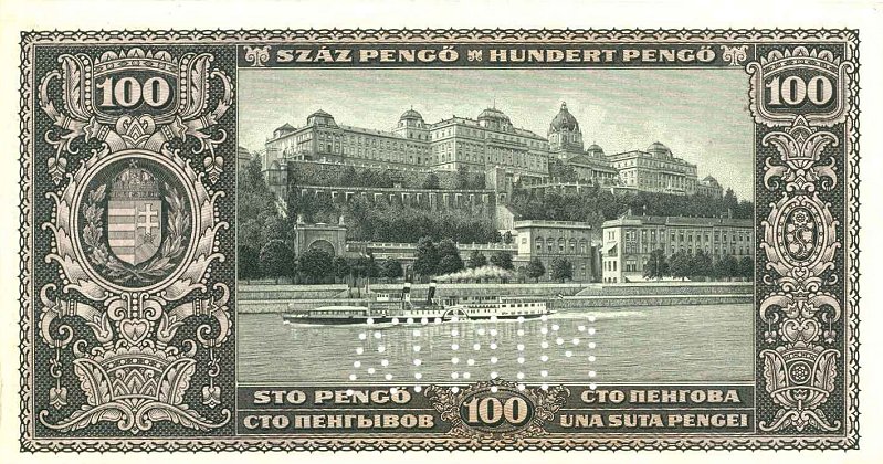 Back of Hungary p93s: 100 Pengo from 1926
