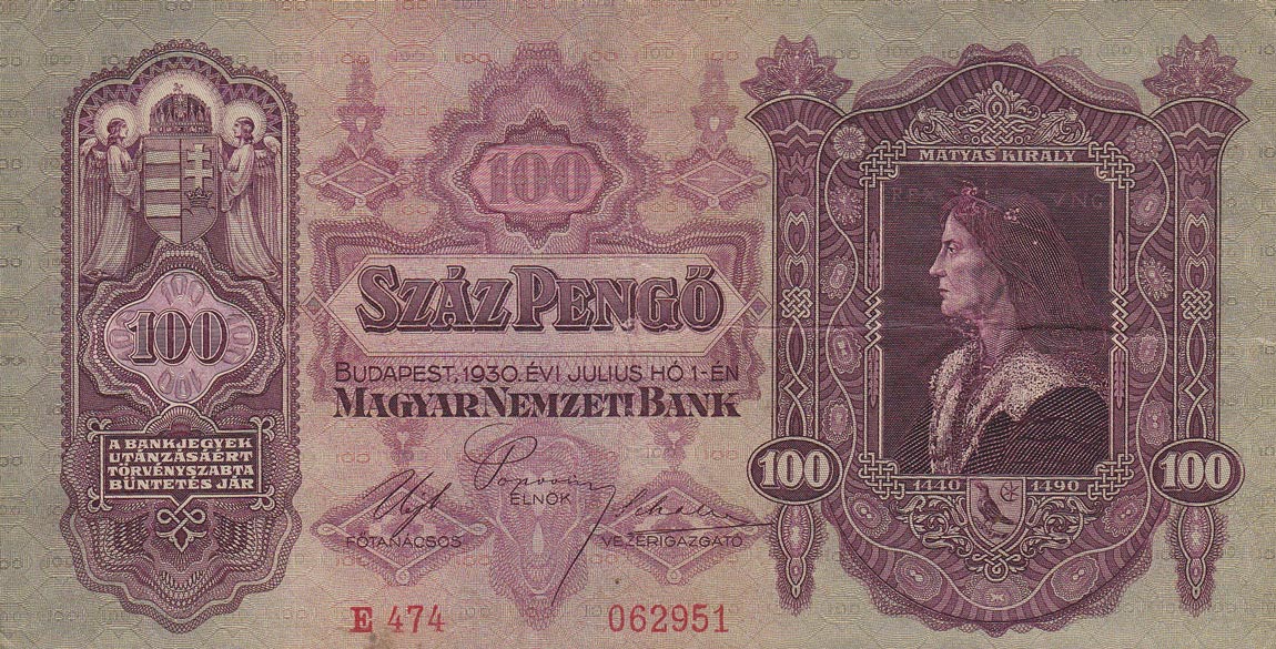 Front of Hungary p98: 100 Pengo from 1930