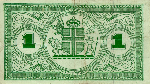 Back of Iceland p22b: 1 Kronur from 1942