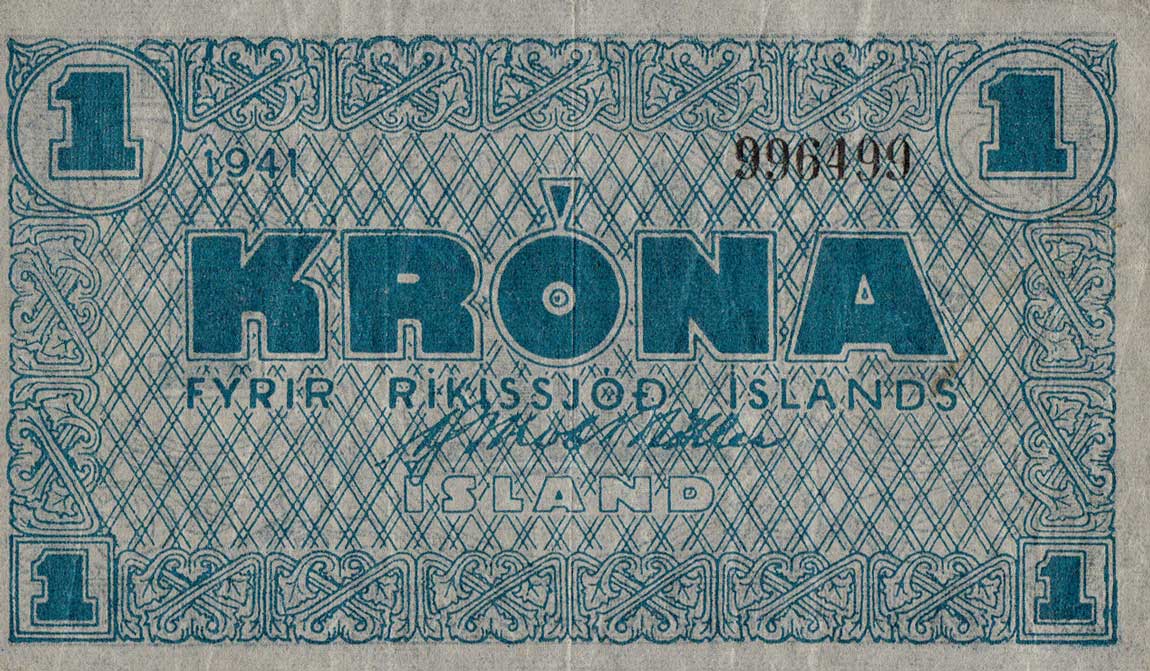 Front of Iceland p22l: 1 Kronur from 1946