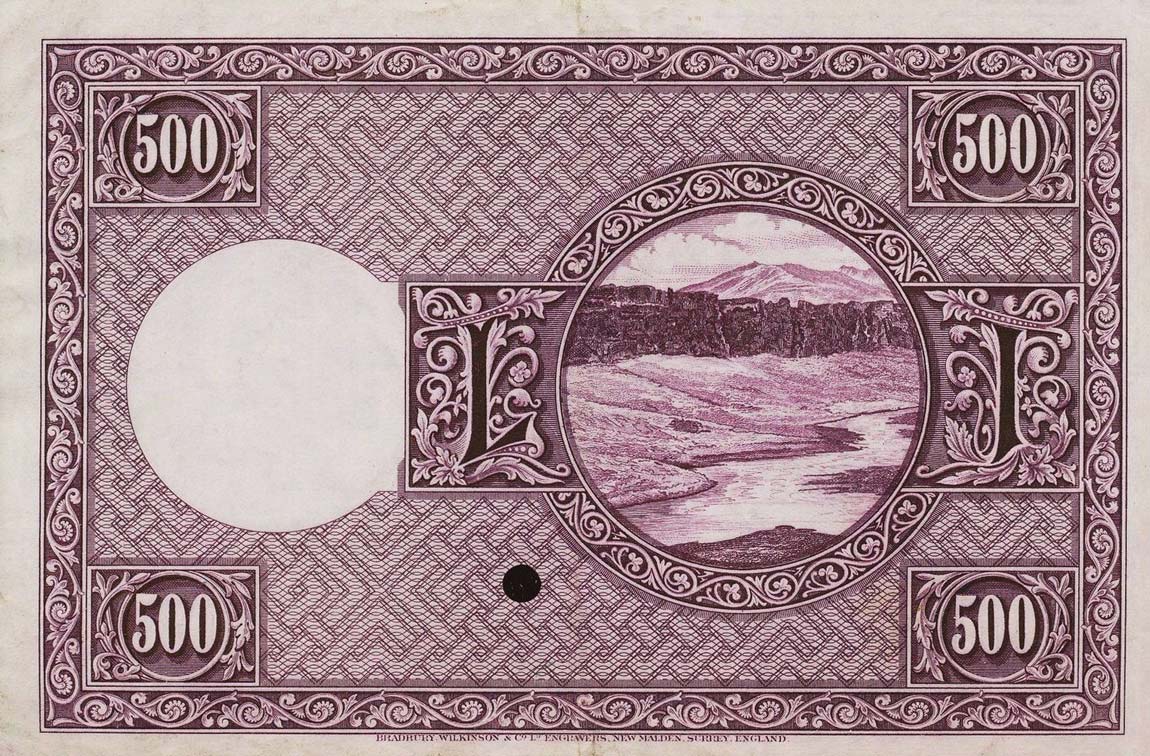 Back of Iceland p36s: 500 Kronur from 1928