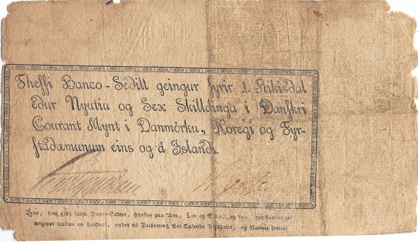Back of Iceland pA1: 1 Rigsdaler from 1777
