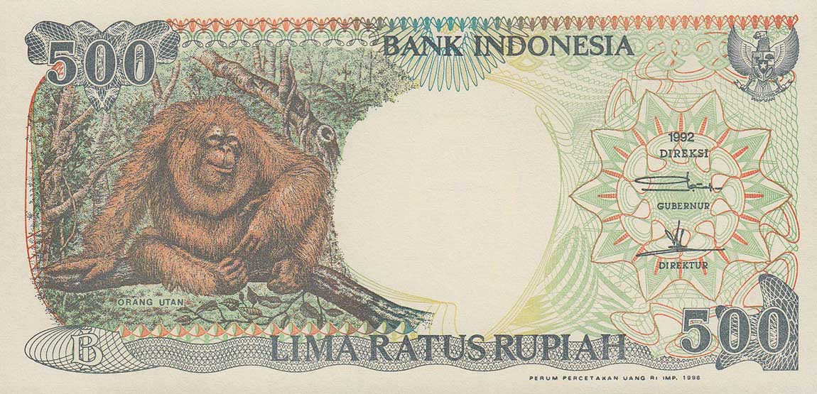 Front of Indonesia p128g: 500 Rupiah from 1998