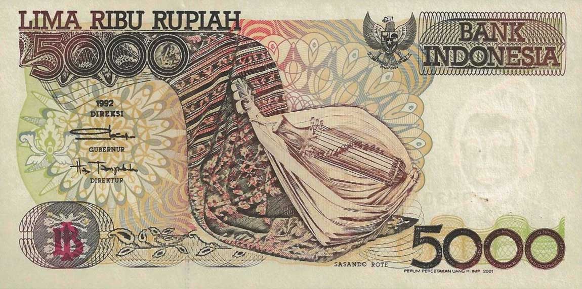 Front of Indonesia p130j: 5000 Rupiah from 2001