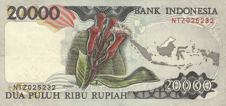 Back of Indonesia p132d: 20000 Rupiah from 1995