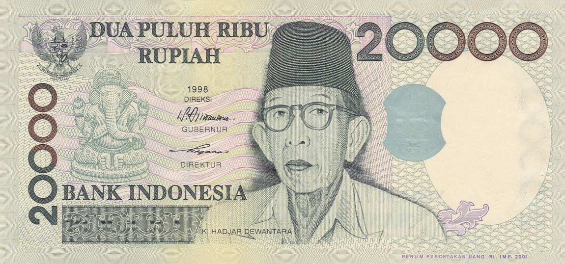 Front of Indonesia p138d: 20000 Rupiah from 2001