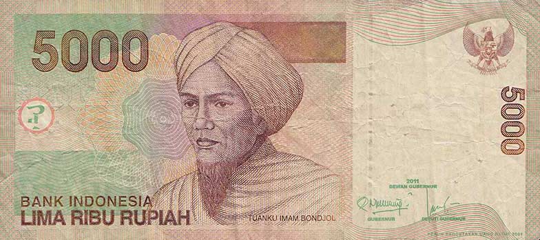 Front of Indonesia p142k: 5000 Rupiah from 2011