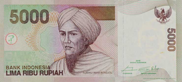 Front of Indonesia p142p: 5000 Rupiah from 2016
