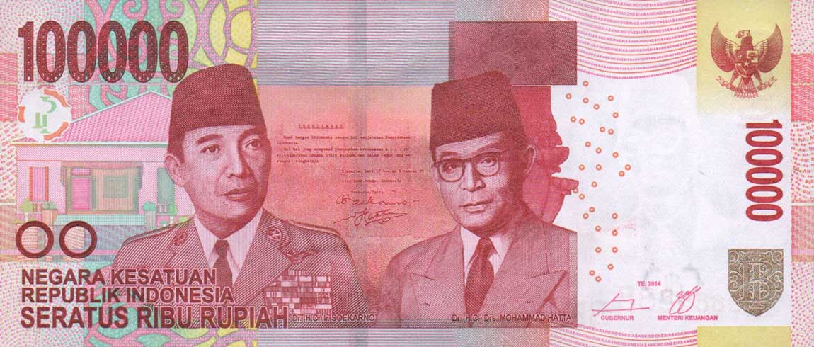 Front of Indonesia p153e: 100000 Rupiah from 2014
