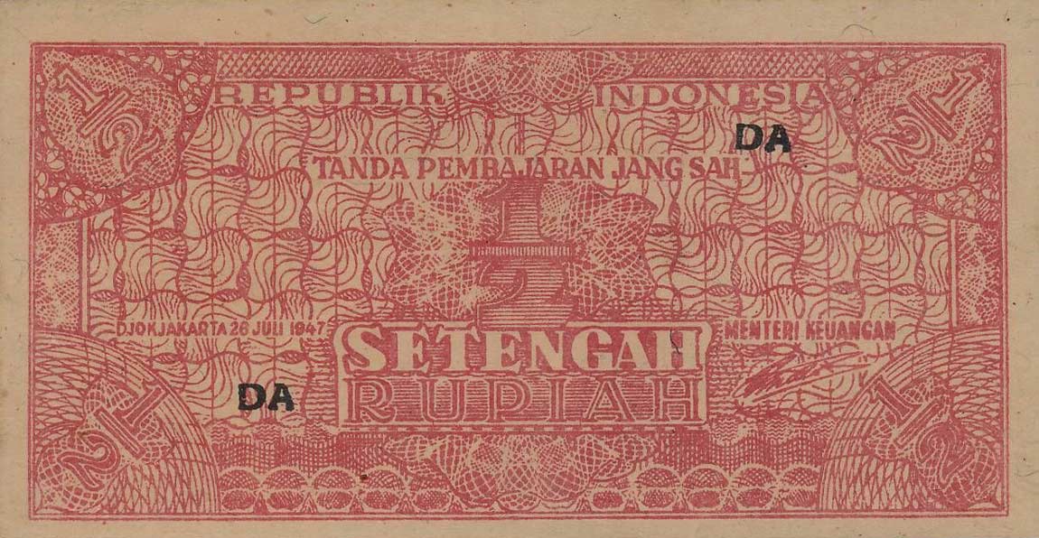 Front of Indonesia p25: 0.5 Rupiah from 1947