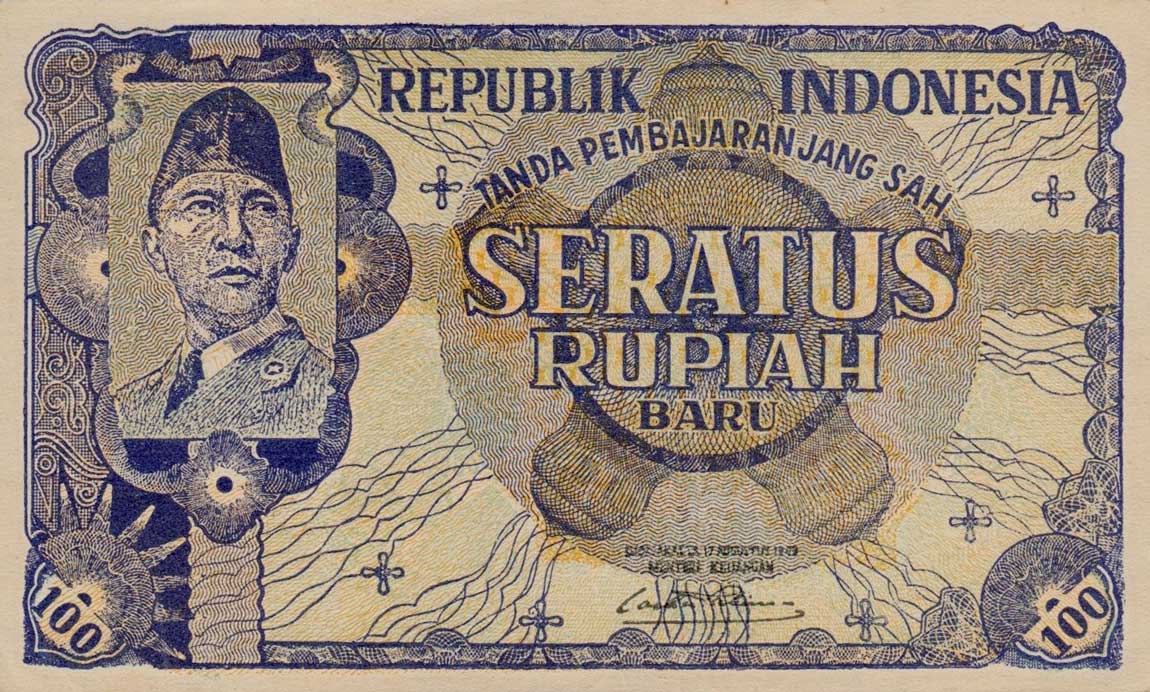 Front of Indonesia p35G: 100 New Rupiah from 1949