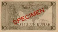 p43s from Indonesia: 10 Rupiah from 1952