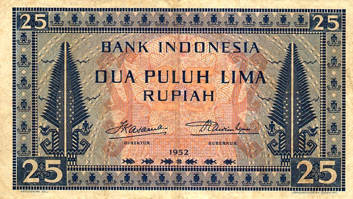 Front of Indonesia p44a: 25 Rupiah from 1952