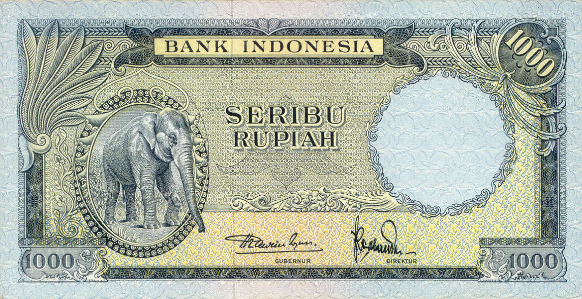 Front of Indonesia p53a: 1000 Rupiah from 1957